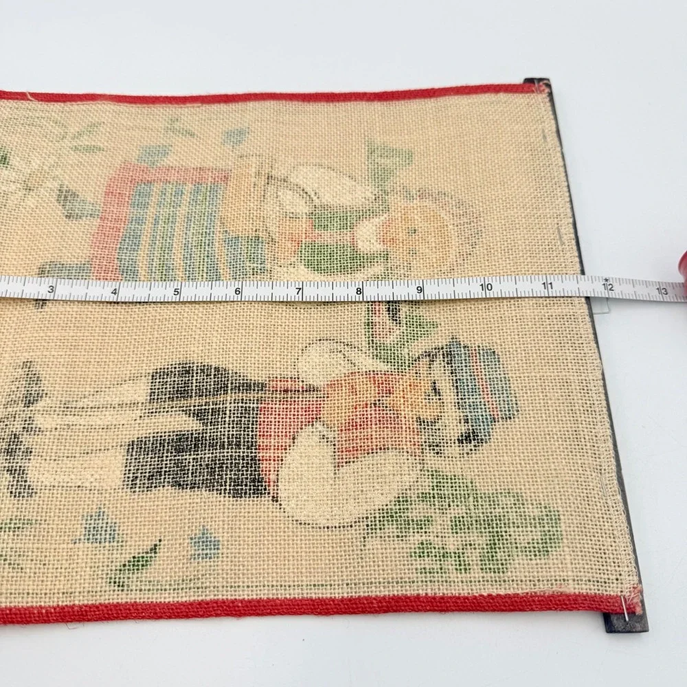 Vintage Stildukar Sweden Jute Wall Hanging Folk Art Boy Girl Traditional